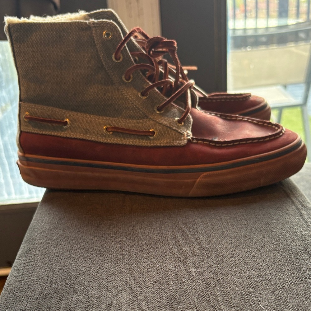 Sperry Two-Tone Casual High-Top Boat Shoes - Brown & Beige